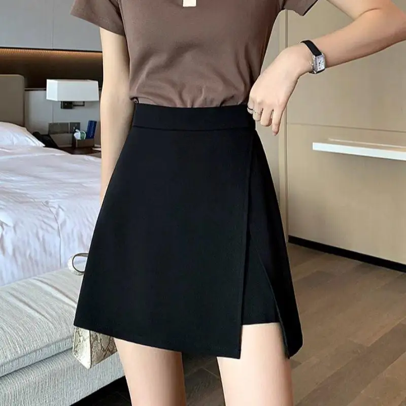 High Waist Asymmetrical Skirt Women's Summer Fashion Slimming Belly Covering A-Line Wrap around Skirt Casual Style