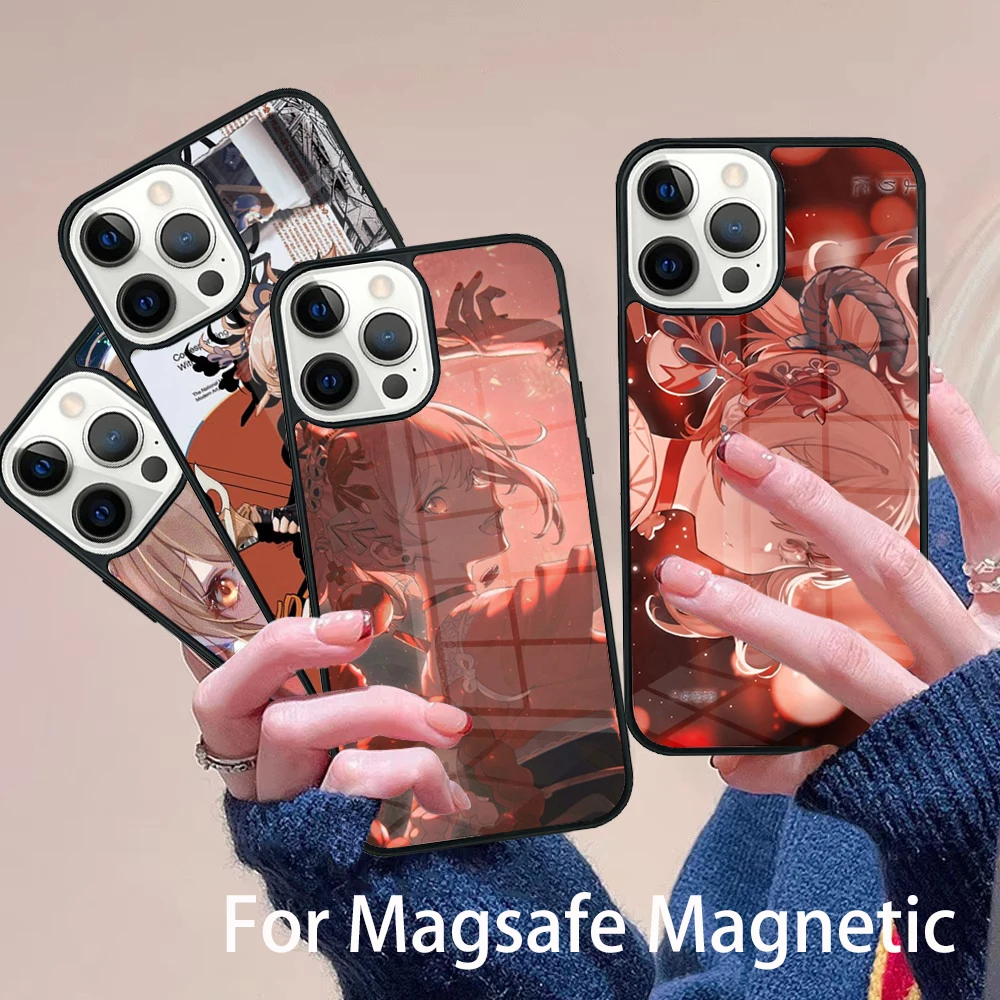 

Genshin Impact Sayu Yoimiya Phone Case Magesafe Magnetic Wireless Charge Cover For IPhone 16 11 12 13 14 15 Pro Max Plus Mini