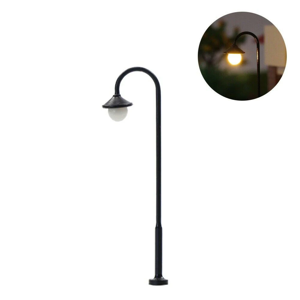 10pcs Model Railway Lights Led Lamppost Lamps Street Lgihts 1:160 Lamps N Scale 4.5cm Round Head Street Lights Train Layout Toys