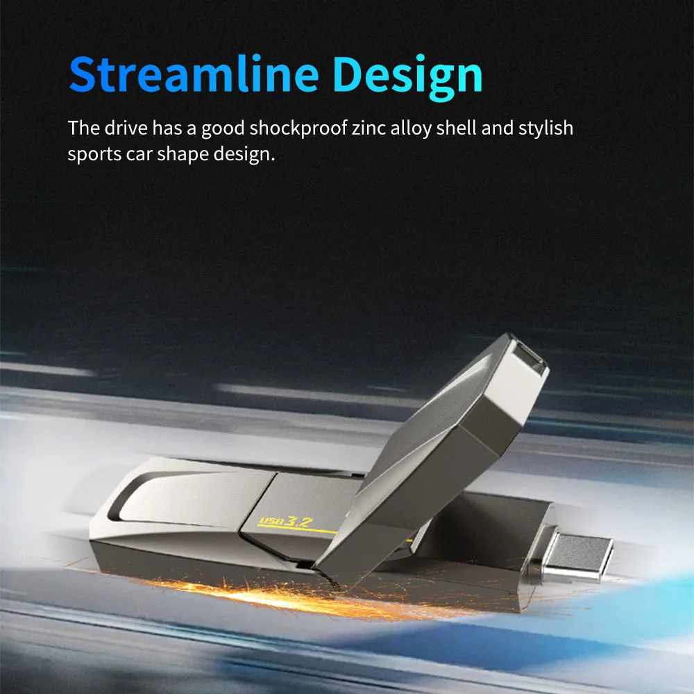 Immagine 5: Netac US5 USB3.2 Gen 2 128G 256G 512G 1T Type-C Pen Drive a Stato Solido 550MB/s, Flash Drive USB con Spedizione Gratuita per Telefono e Laptop