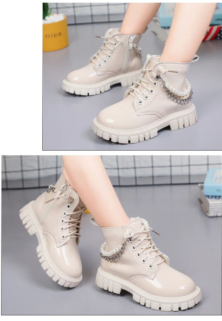 2026 Neue Kinder-Lederstiefel Chelsea Wasserdichte Kindersneaker Beige Kleinkind-Schneestiefel Mädchen Herbst-Winter-Schuhe – Detail 15