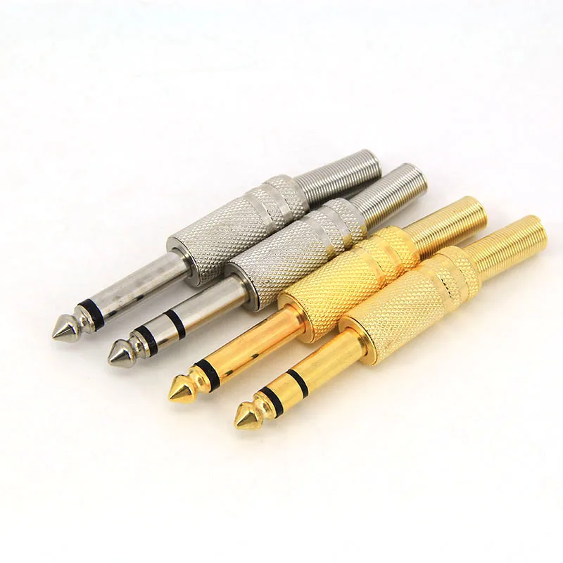 โลหะชุบทอง 6.35 มม.ปลั๊กแจ็ค 6.5 ชาย Mono Audio 6.5 อะแดปเตอร์ 1/4 นิ้วบัดกรีสเตอริโอสายไมโครโฟน L1