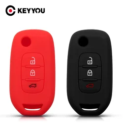 KEYYOU For Renault Duster Megane Duster Sandero Kangdoo Captur Twingo Silicone Car Key Cover Case Holder 3 buttons Car Key Skin