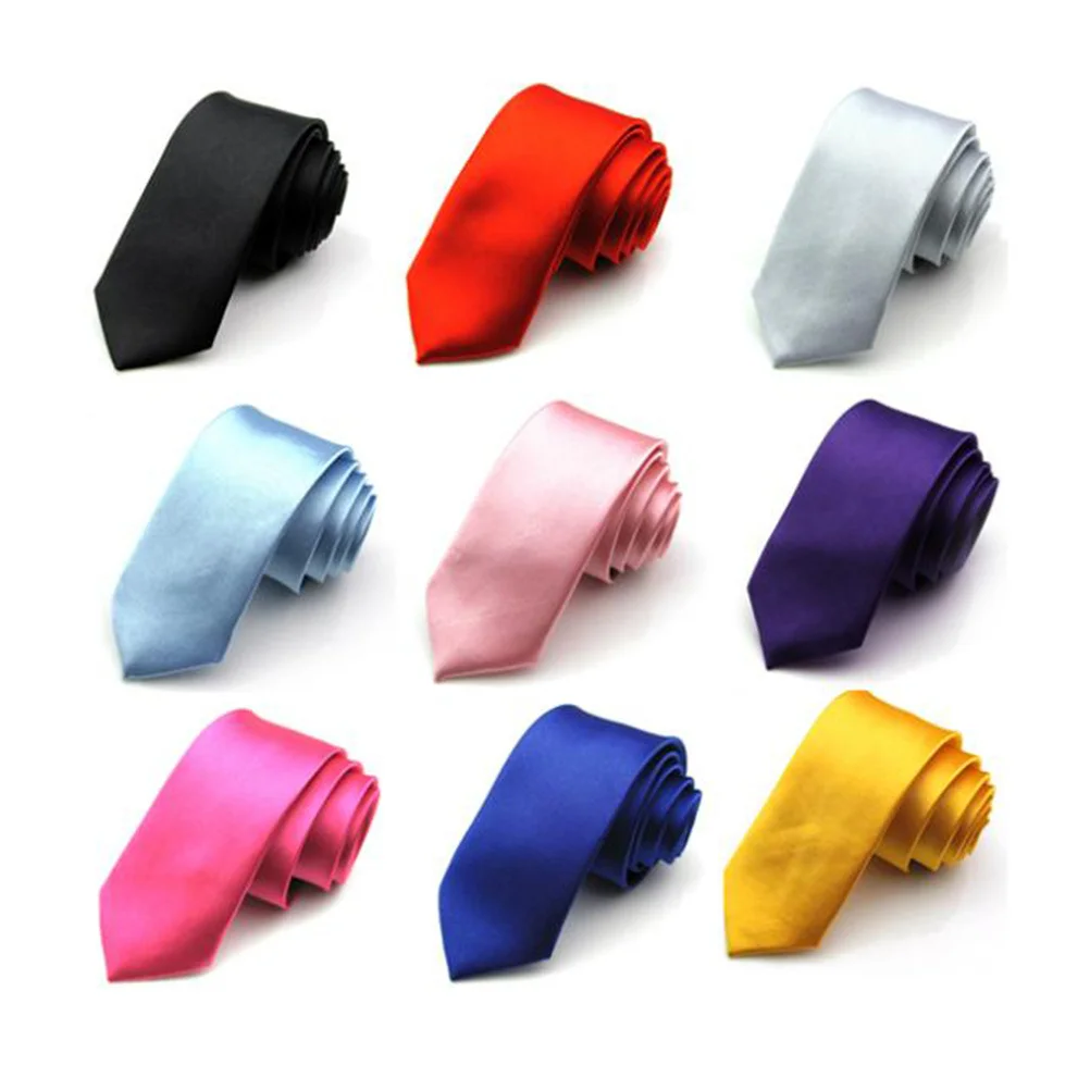 

7 Colors Pure Color Necktie 145*5Cm Satin Slim Narrow Tie For Office Formal Wear Gift Skinny Pure Color Tie Ties