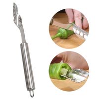 Practical Chili Pepper Core Remover Stainless Steel Green Pepper Seeded Removers Knife Kitchen Vegetable Slicer