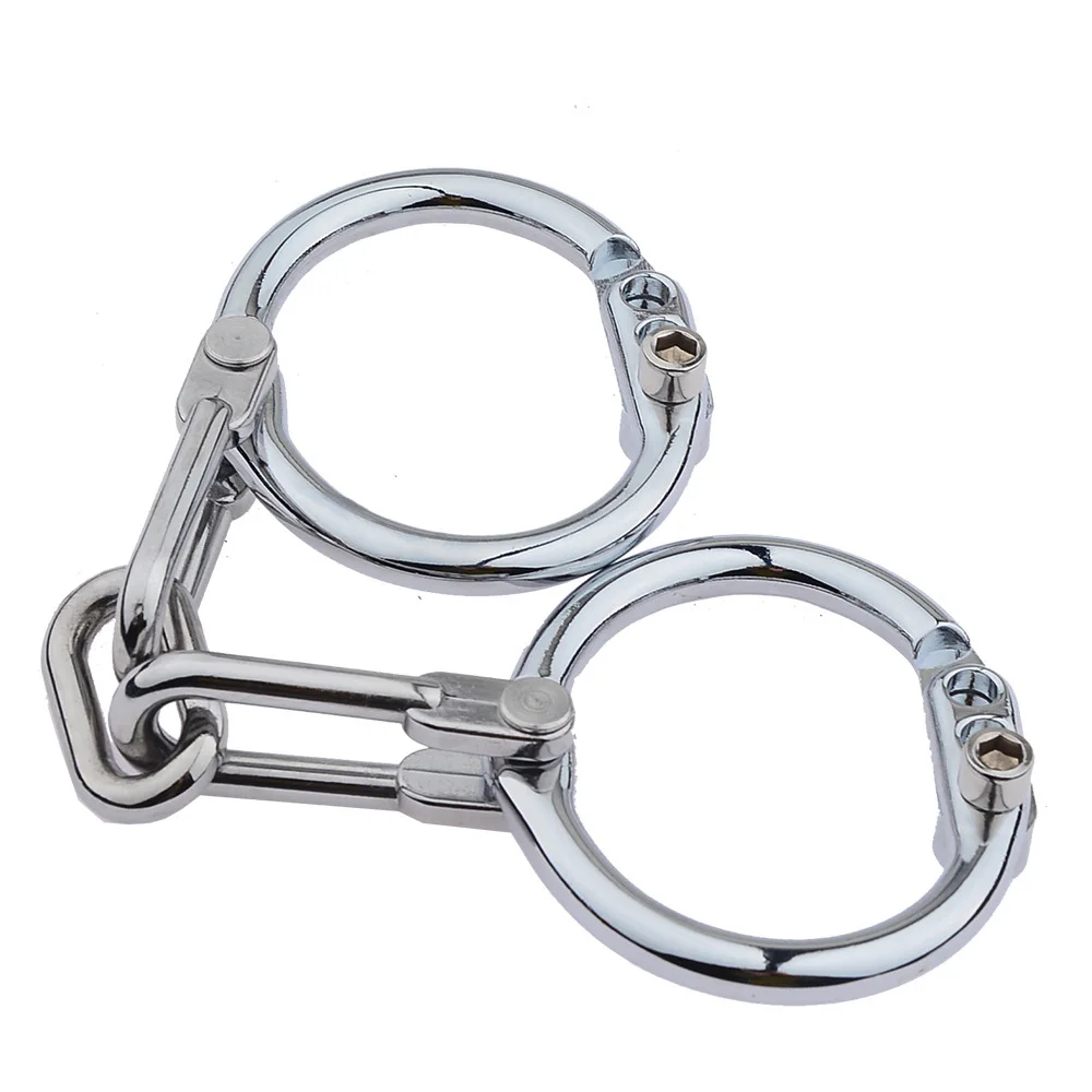 Metal Handcuffs Stainless Steel Wrist Cuff Ankle Cuffs Unisex Restraint Hand Feet Bondage Sex Toy Police Role Cosplay Tools