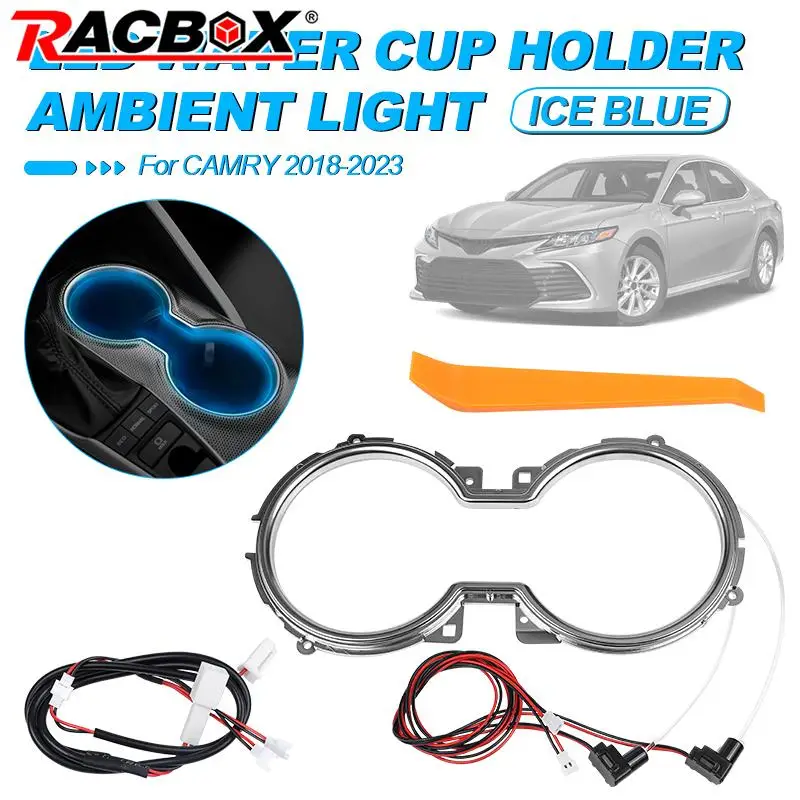 LED Cup Holder Light For Toyota Camry 2018 2019 2020 2021 2022 2023 Atmosphere Lights Ice Blue Car Interior Lamp Accessories 12V