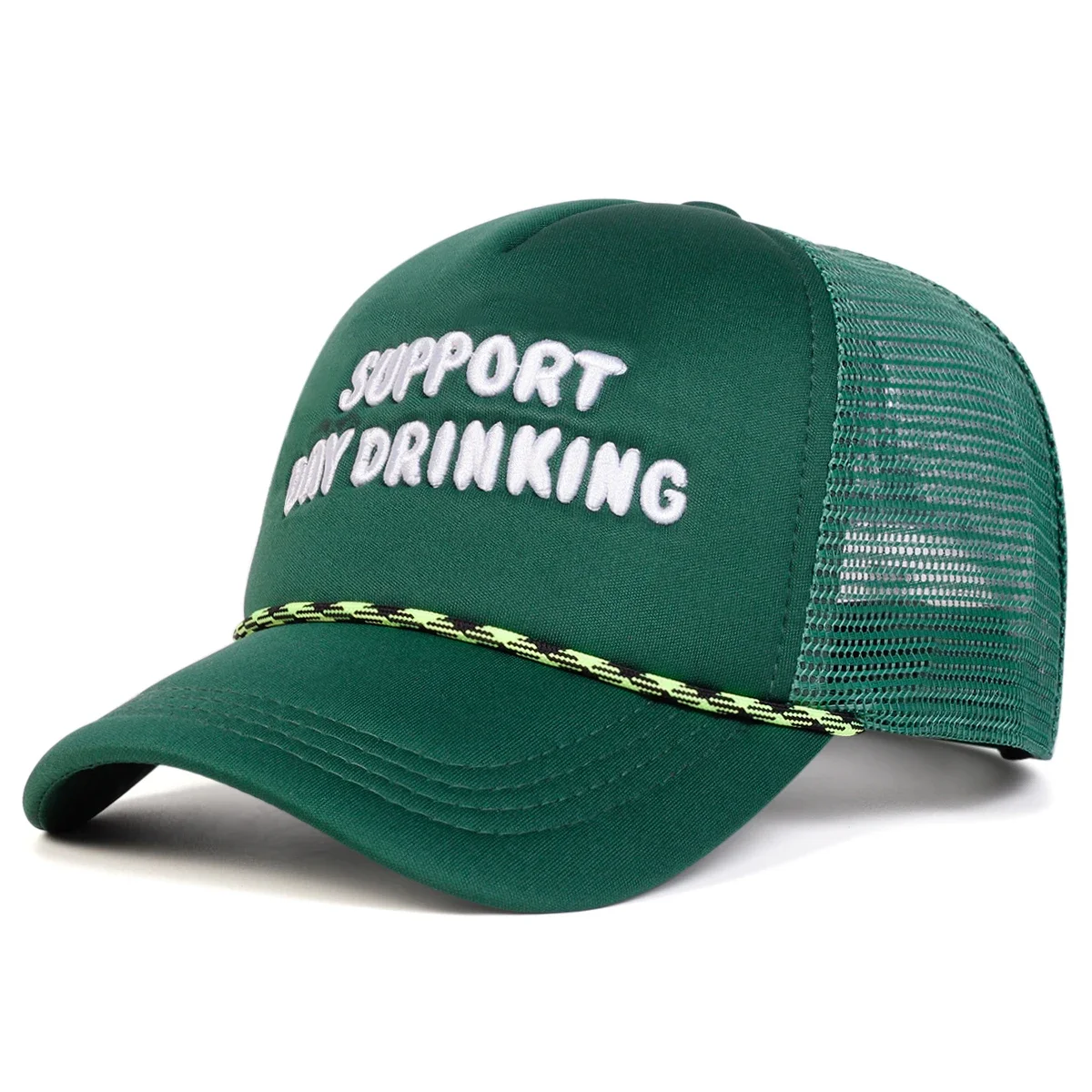 Gorras de red de béisbol con bordado de letras para beber de día Unisex, gorras informales ajustables para exteriores para primavera y verano, gorra deportiva con protección solar