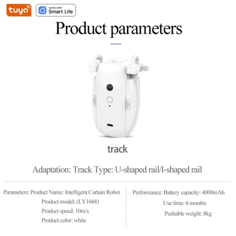 Tuya Smart Zigbee Curtain Motor with Hooks for Rome Track Smart Curtain Pusher Robot Support Siri Google Home AlexaVoice Control