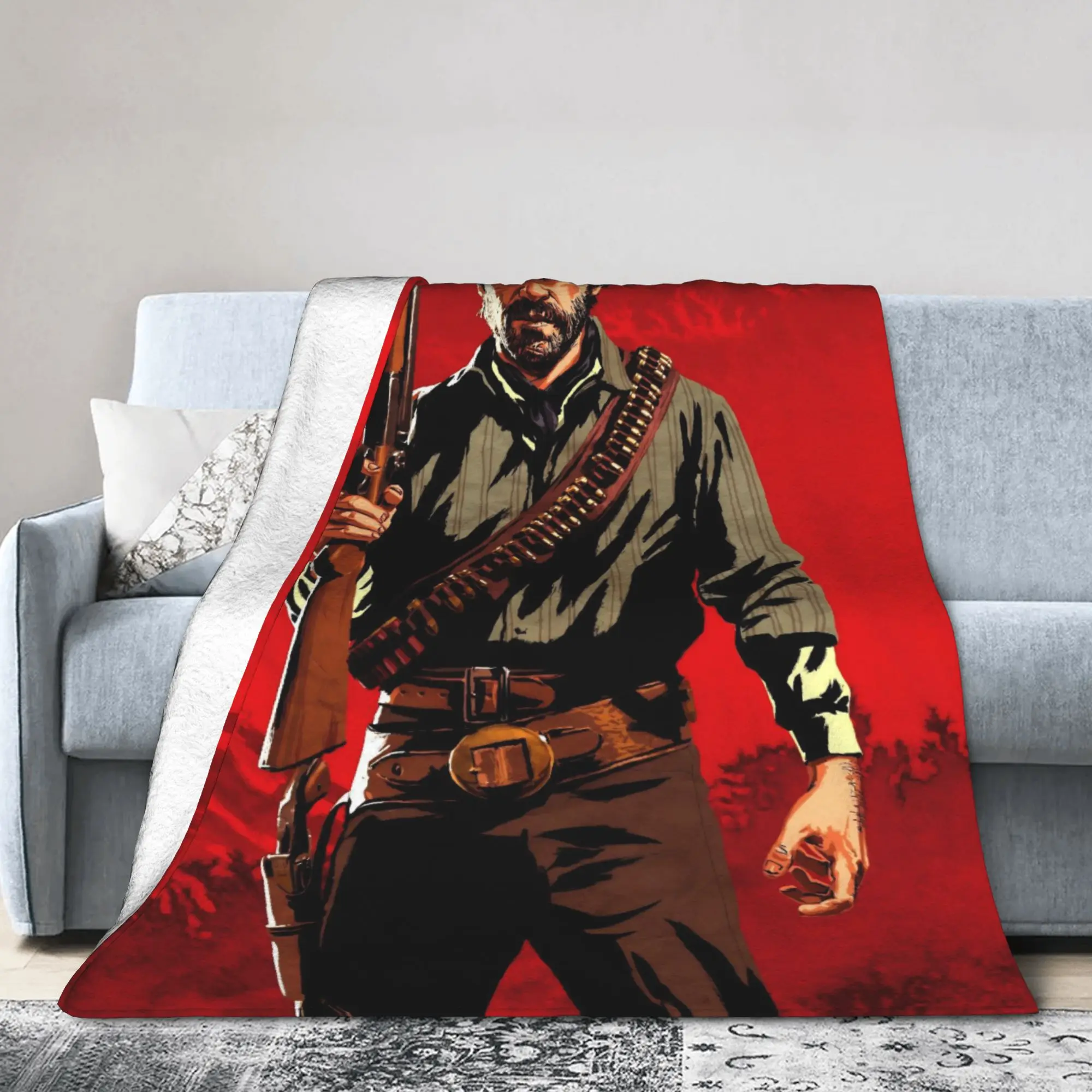 Reds Deads Game Redemptions Blankets Flannel John Jack Arthur Lightweight Thin Throw Blankets for Outdoor Travel Bedroom Quilt