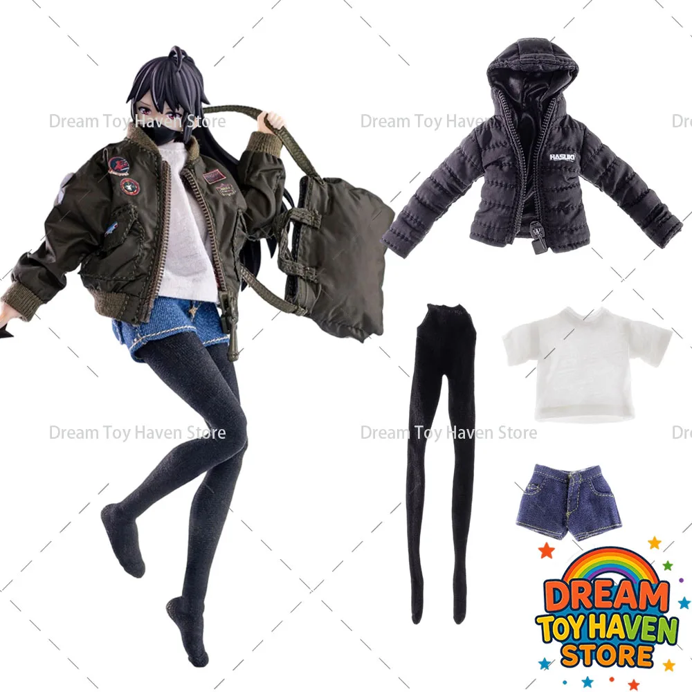 

Комплект одежды HASUKI для 6-дюймовых фигурок: куртка, белая футболка, джинсовые шорты, пальто (масштаб 1/12, женский солдат, ВВС)
