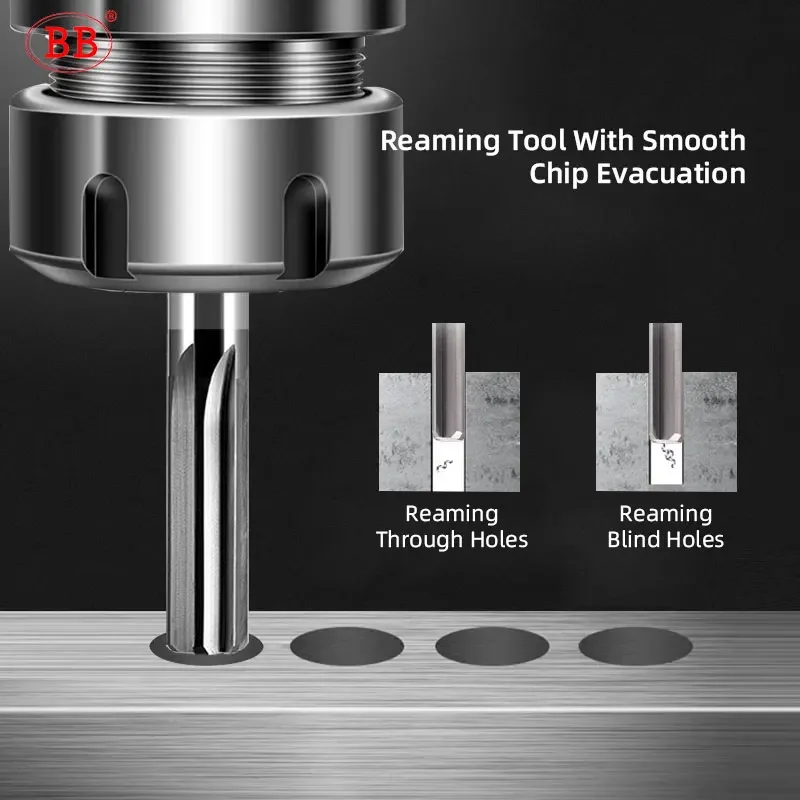 BB Machine Ruimer 2.91mm ~ 7.42mm Rechte Fluit Vhm Ongecoat Tolerantie Opspannen Metalen Cutter CNC voor Aluminium