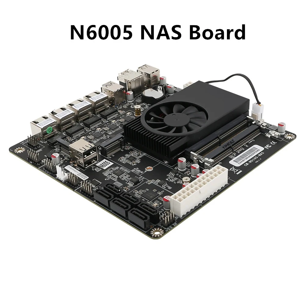 N6005 NAS Board Industrial Motherboard NAS Motherboards 4 Cores 4 Threads Processor 4x2.5G i226 Network 2 M.2 NVMe Slot 6xSATA