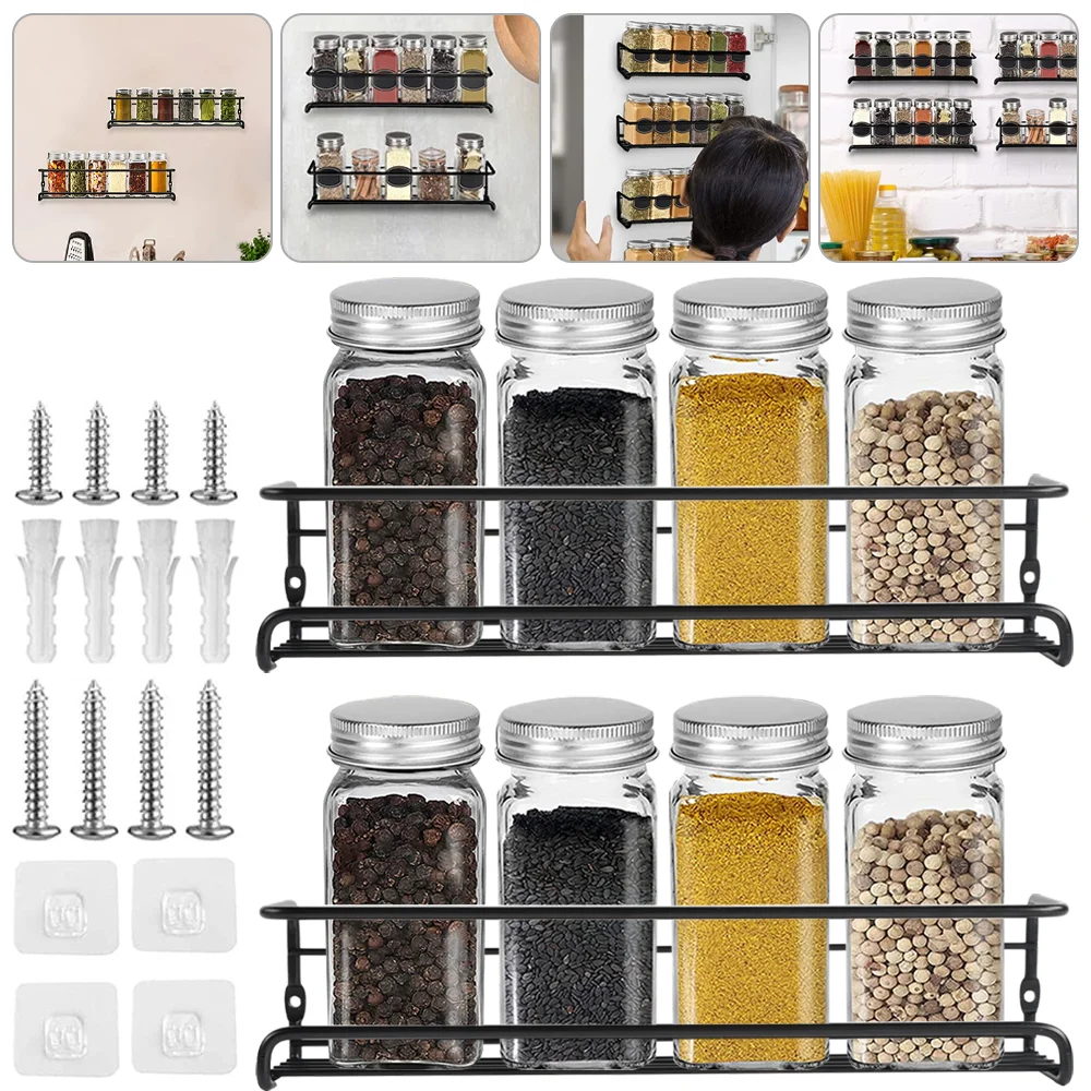 12Pcs Glass Spice Jars with Metal Lids Salt Pepper Shaker Spice Seasoning Containers Kitchen Spice Jar Organizer Set 120ML