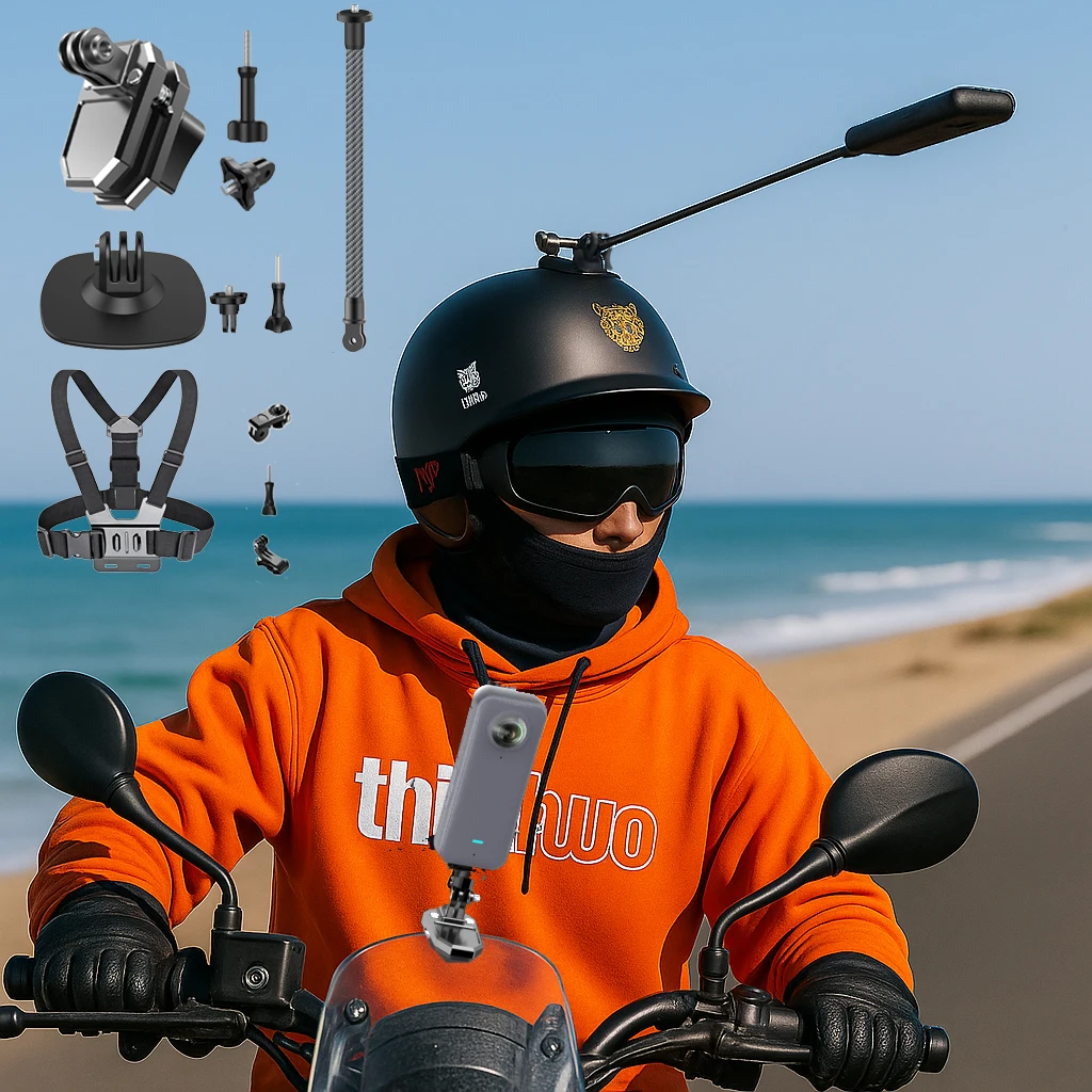 

Motorcycle Flexible Adhesive Mount for Insta360 x5 x4 x3 Insta360 Ace Pro 2 Windshield Clamp Helmet Extension Rod Chest Strap