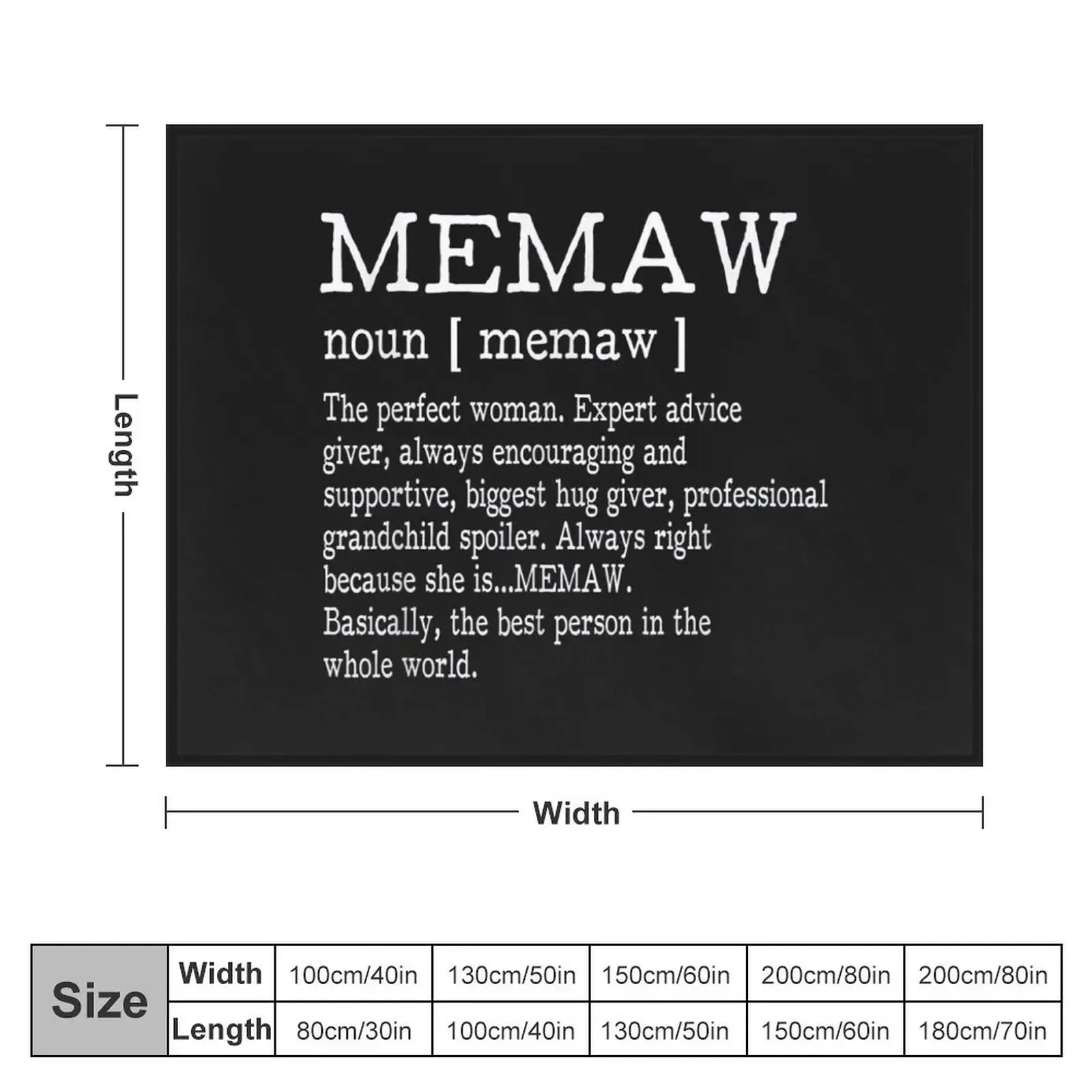 Memaw Definition Grandma Mother Day Gifts Women Throw Blanket Multi-Purpose Beach christmas gifts Blankets