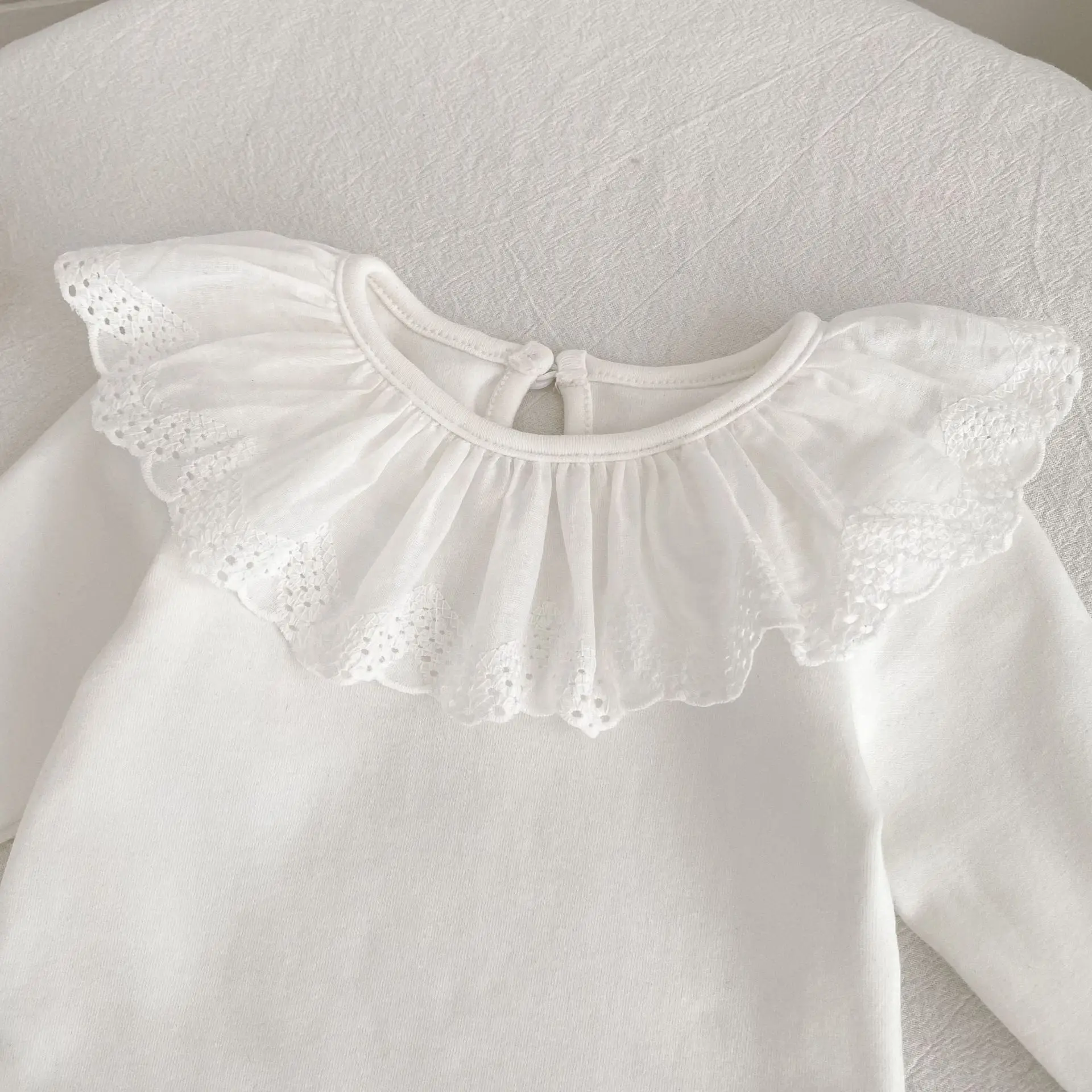 0-24M Herbst Baby Mädchen Romper Baby Mädchen Kleidung Kleinkind Neue Mädchen Spitze Kragen Strampler Baumwolle Weiß Infant baby Mädchen Overall – Detail 11