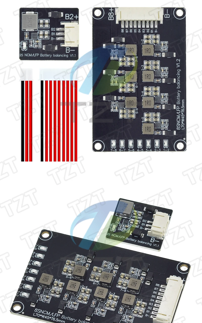 1/3 Stück TZT 2S/8S Aktives Balancer-Board 1,2A Li-Ionen-Lithium-Batterie-Board Energieübertragungs-Equalizer-Modul Induktive Version – Detail 6