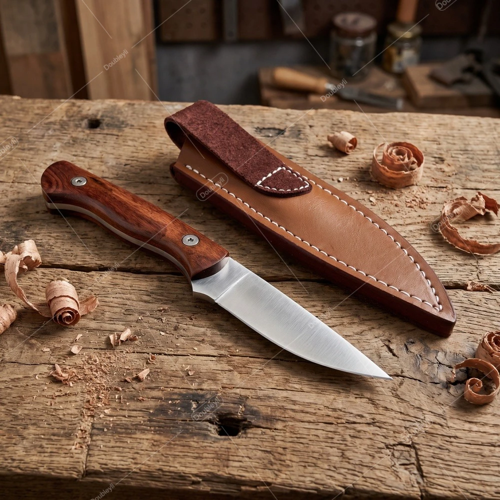 高品質のポータブル実用的なストレートナイフ木製ハンドルキャン - Bushcraft Knife Fixed のレビューと価格