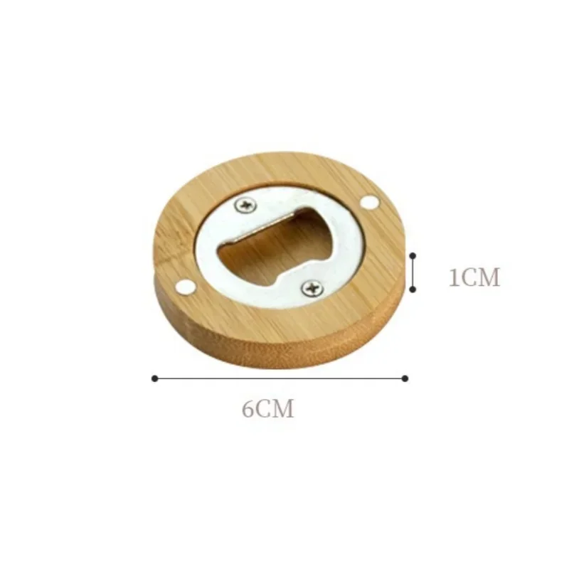 1/5/10/30Pcs Beer Bottle Opener Portable Round Shape Bamboo Opener Fridge Magnet Bar Beverages Gadgets Wedding Home Party Tools