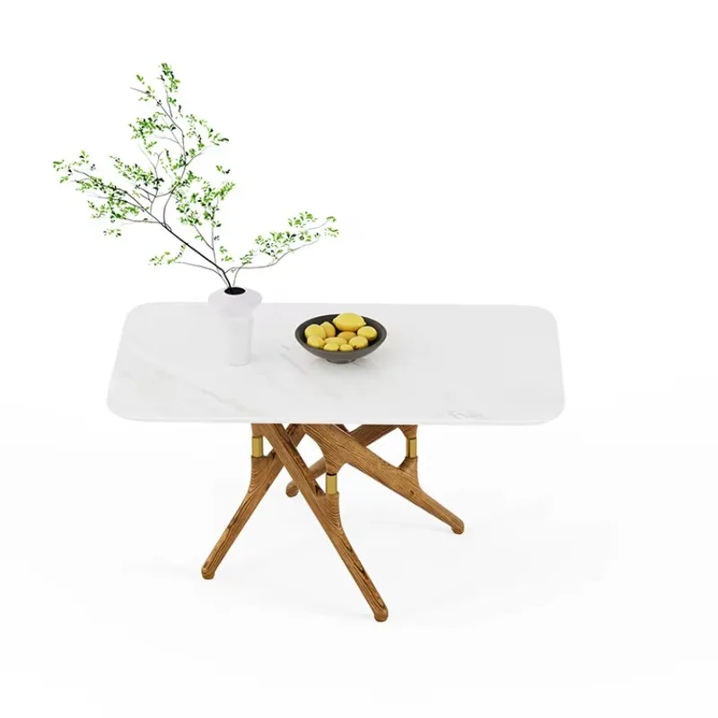 Solid wood marble Scandinavian dining table set 6 chairs