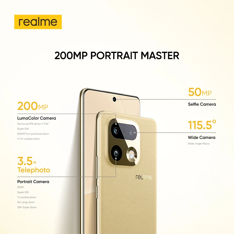 realme 16 Pro Plus 5G Smartphone 6.8», Batería de 7000mAh, NFC, Cámara de 200MP con OIS, IP69, Carga Rápida de 80W, Doble SIM, Pantalla AMOLED Curva de 144Hz, Next AI 6
