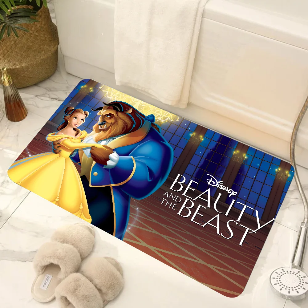 

Disney Cartoon Beauty And The Beast Floor Mat Doormats Home Carpet Foot Mat Bathroom Absorbent Mats Anti-Slip Mats Home Decor