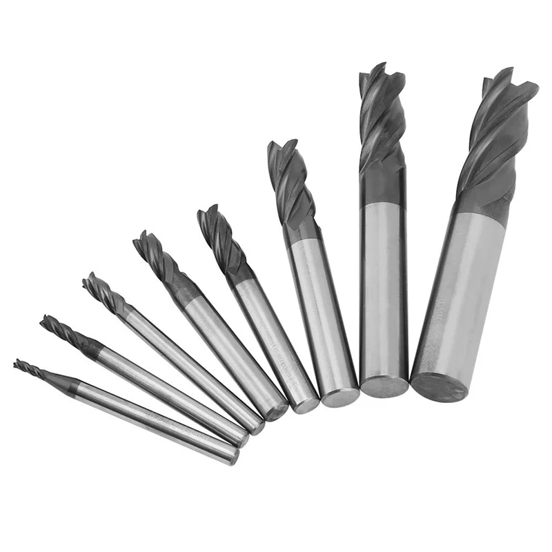 AC88-24Pcs 2-12Mm Carbide End Mill 4 Flutes End Mill Set Milling Cutter Tool Kit CNC Carbide Milling Cutter Spiral Bits