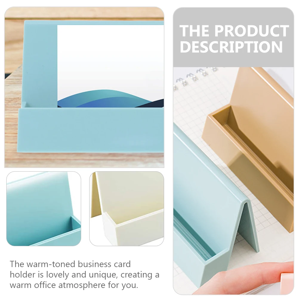 

2Pcs Simple Cards Holder Plastic Business Cards Organizer Functional Desktop Name Card Rack Wear-Resistant Space-Saving Office