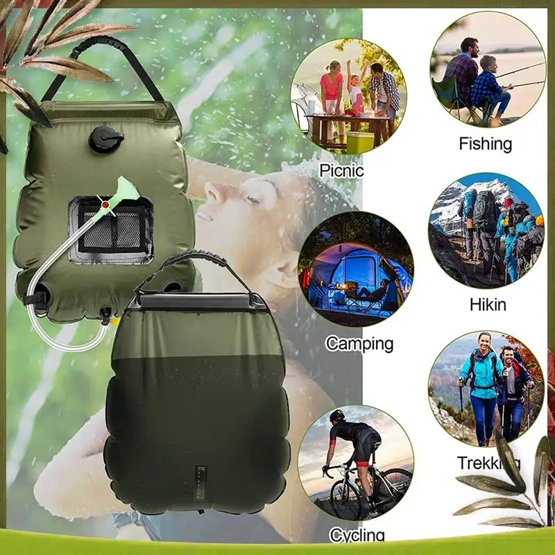 

1 Pieces Outdoor 20L Camping Shower Water Bag Solar Heating Portable Shower Camping Hiking Climbing Bath Equipment Camping Green