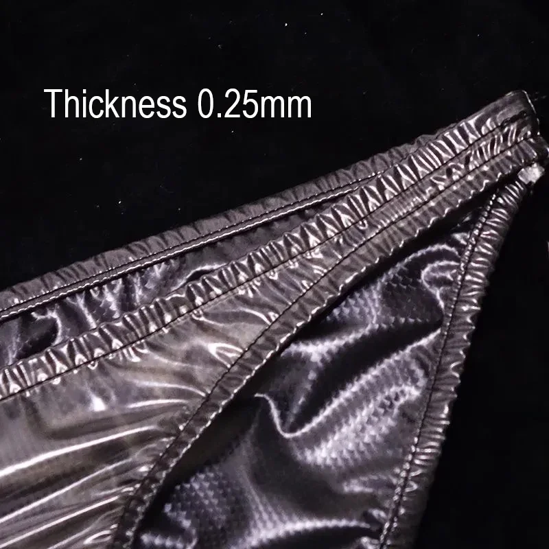 Black Transparent Men Sexy PVC Plastic Briefs See Through Low Waist Private Party Club Underpants Soft Silent Erotic Panties