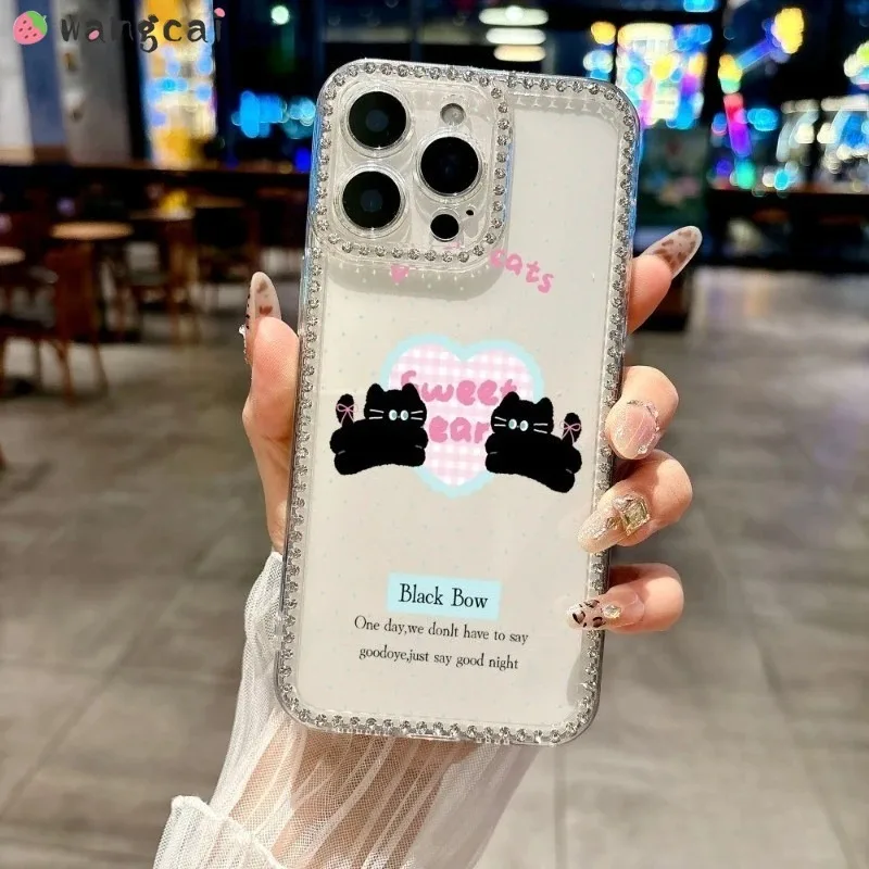 สำหรับเรดมี่ A5 A4 A3 โปร A3X A2 A1 K70E เทอร์โบ 4 เคสโทรศัพท์เงา น่ารัก รักหัวใจแมวลายจุดนุ่ม