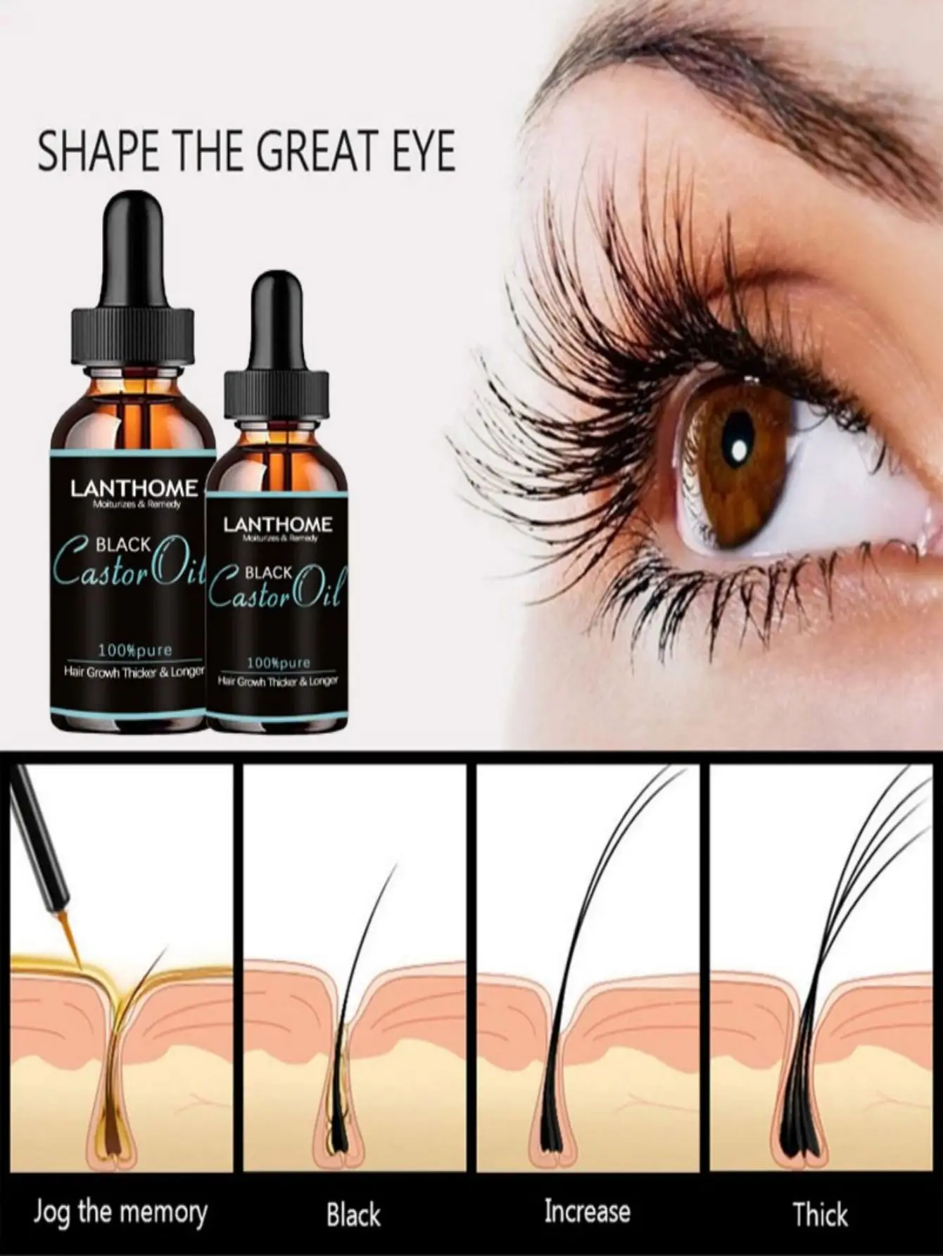 Eyelash Growth Serum Eyebrow น้ำมัน Essential น้ำมัน Essence Castor Oil Eyelash ยก Enhancer Fuller หนาอีกต่อไป Treatment