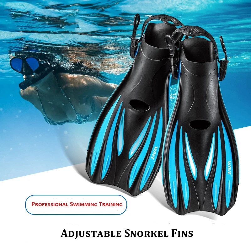 Pair Of Professional Adult Diving & Swimming Flippers Adjustable Lace-up Fins Freestyle Snorkeling Training Swimming Equipments