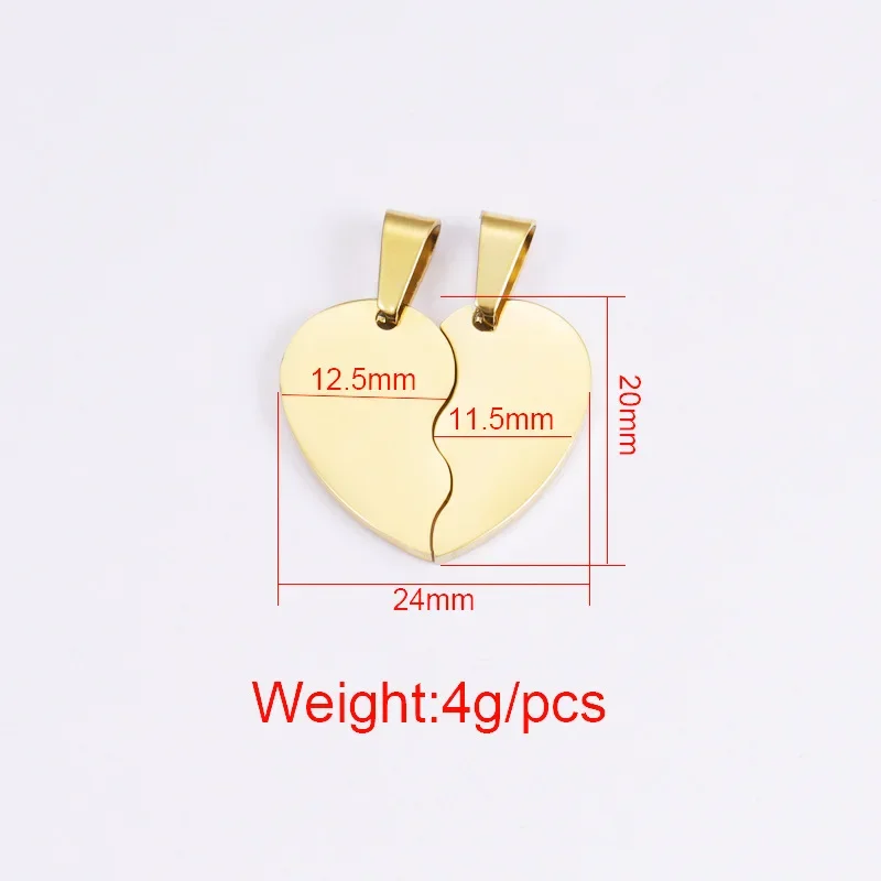 Fashion mirror polished stainless steel heart-shaped puzzle pendant, broken heart-shaped pendant, wholesale of 20 pieces