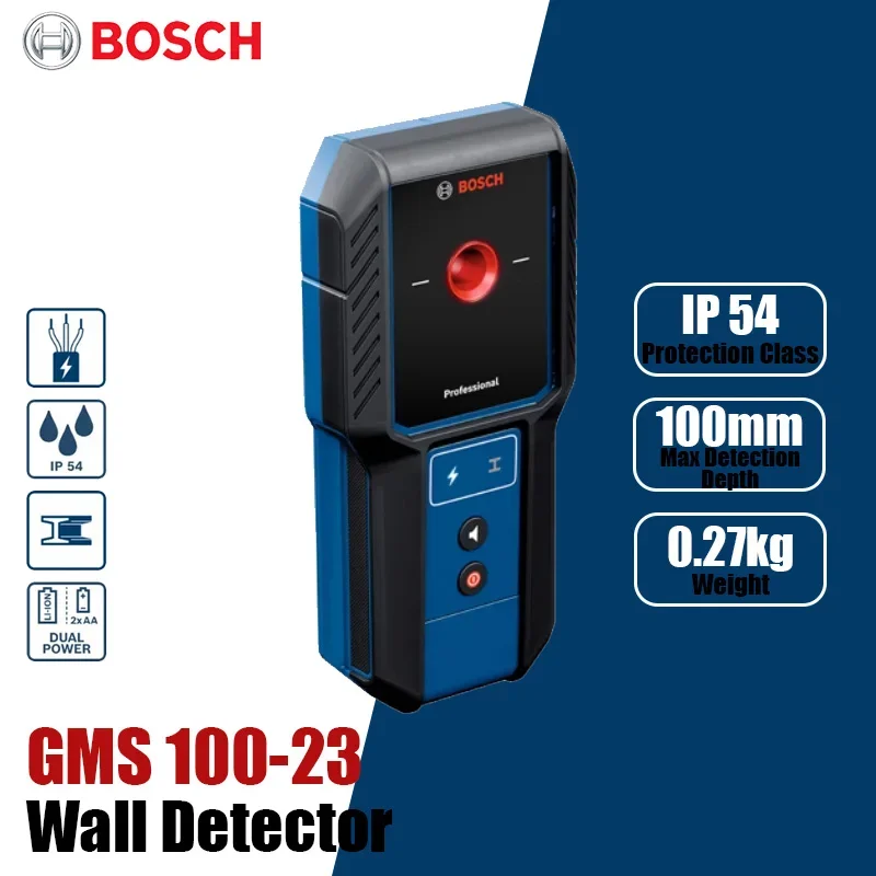 Bosch GMS 100-23 Professional Wall Scanner Multifunction Wall Scanner for Live Wires Cable / Metal Measurin Wall Detector
