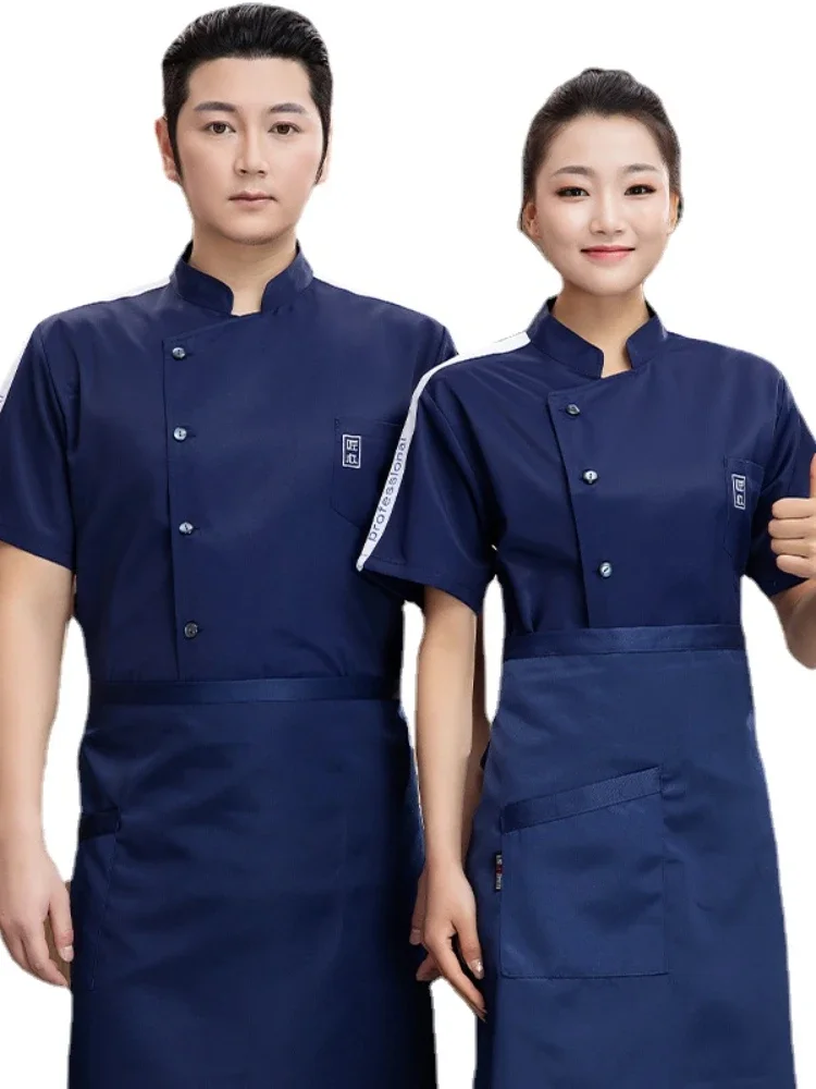 Single Breasted Kitchen Chef Uniform Short-Sleeved Western Restaurant Food Services Cooking Clothes Kitchen Hotel Work Overalls