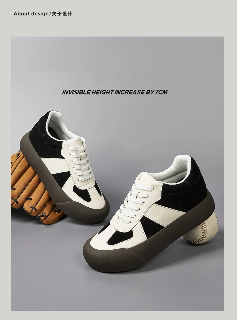 Mann Kuh Leder Turnschuhe Mode Aufzug Schuhe Höhe Erhöhen Einlegesohlen 7CM Leder Schuhe für Männer Casual Hohe Lift sport – Detail 12
