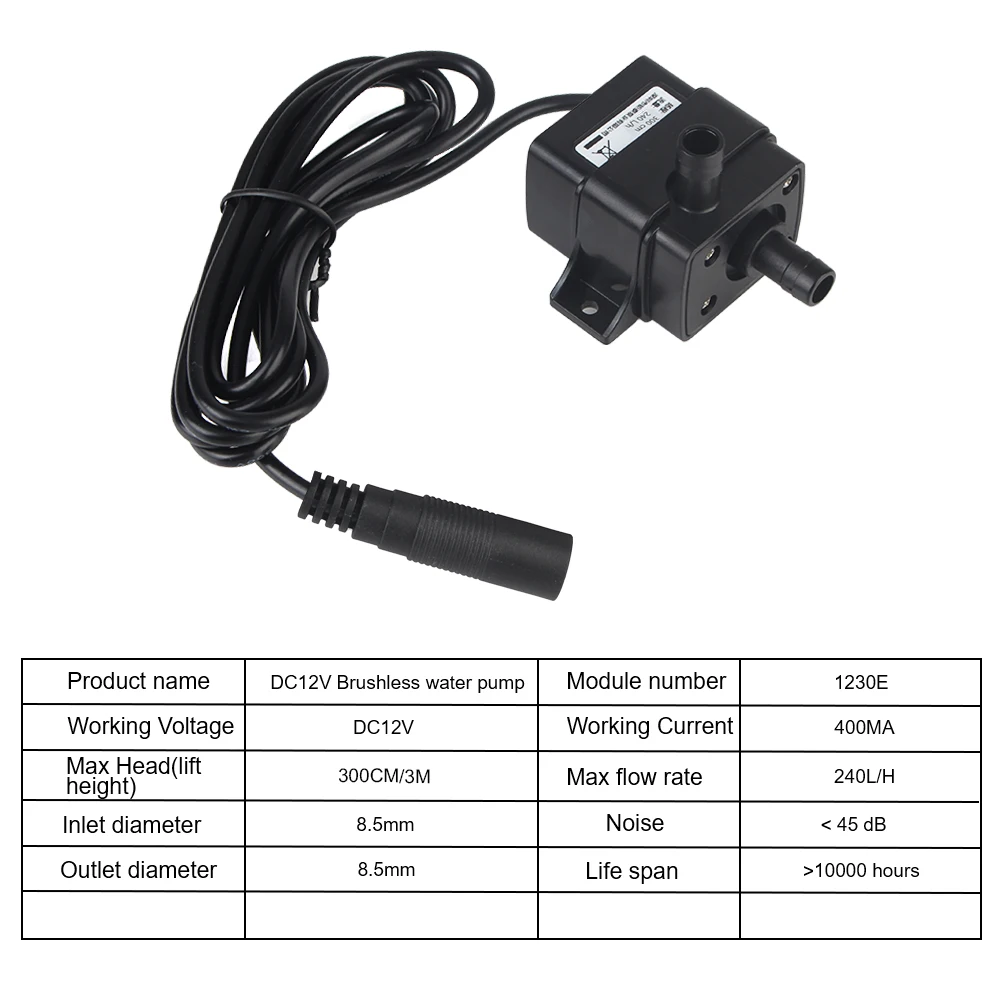 Mini Submersible Pump USB Pumping for Garden Pond Fish Tank Water Circulation Micro 5V Brushless Small Water Pump 120L/H DC12V