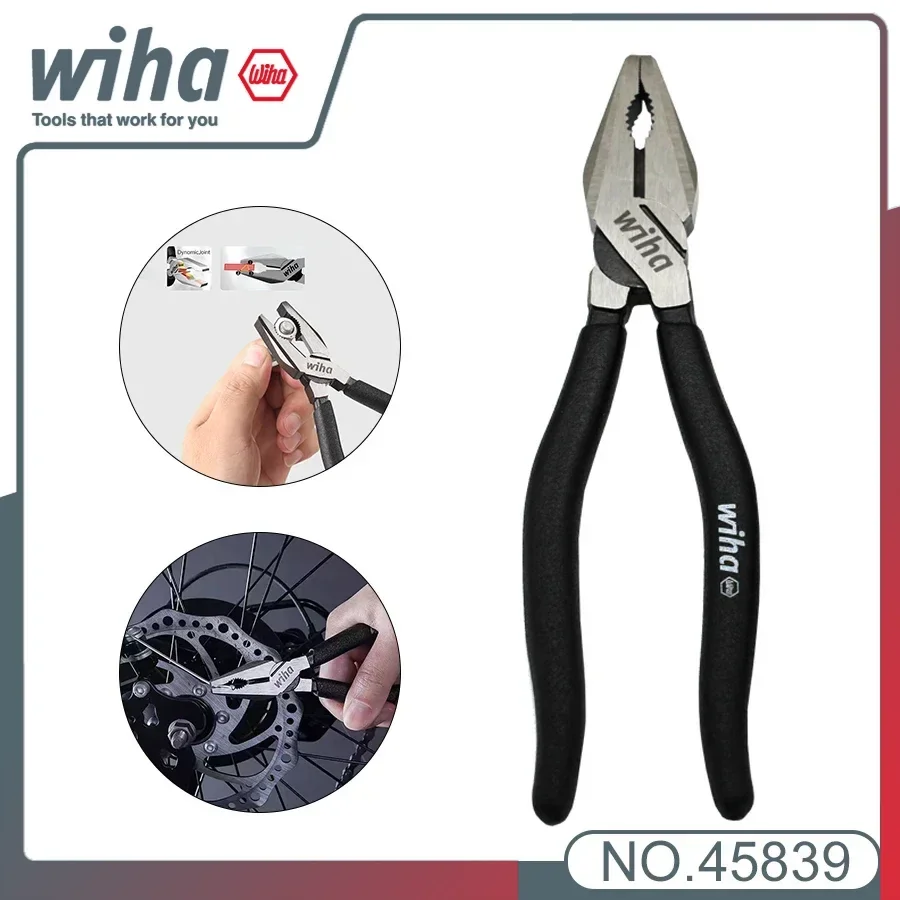 

Genuine WIHA Black Forest Combination Pliers 180/200mm Labor-Saving Electrician Wire Cutters Three Point Clamping Plier 45838 45