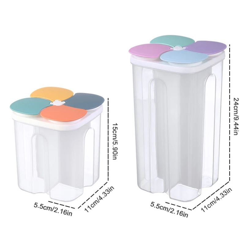 2.3L Compartment Sealed Jar Crisper Box Kitchen Plastic Noodle Storage Box Large Capacity Grain Jar Transparent Storage Tank