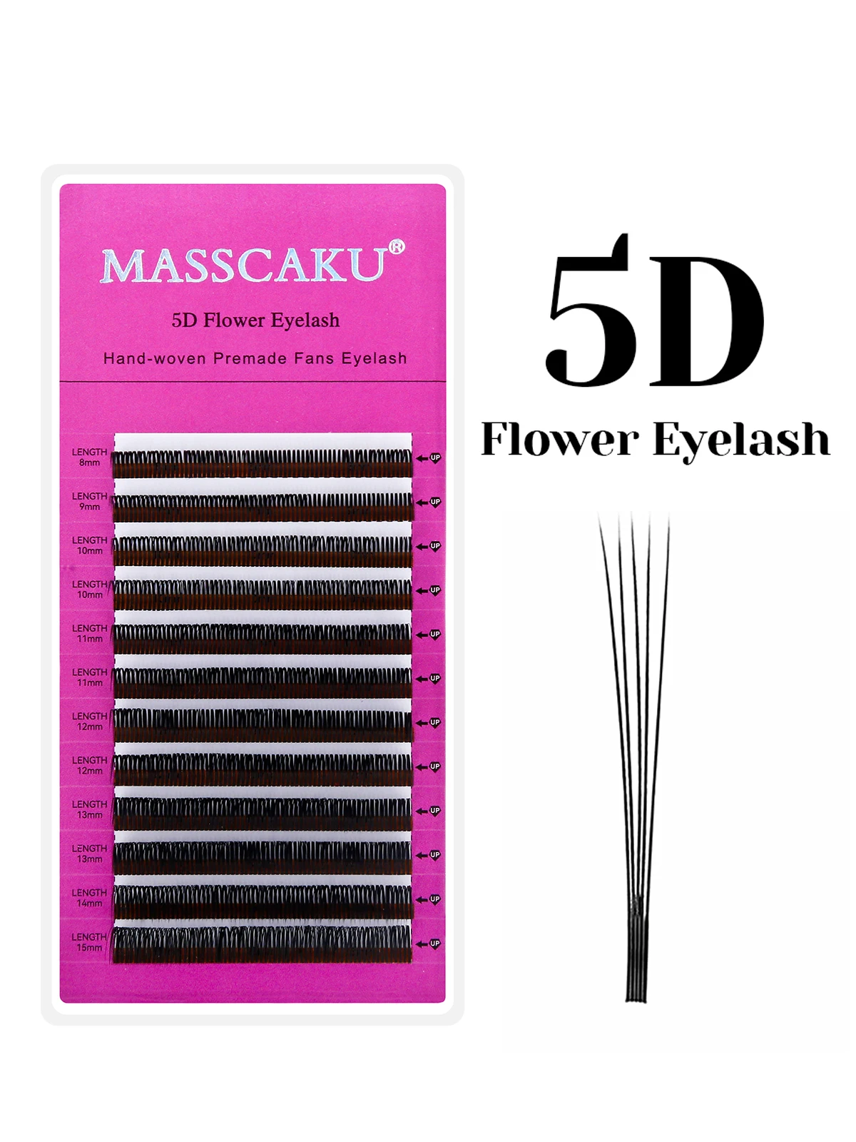 MASSCAKU 5D Spike Fairy Flora Extension de cils 8-15mm longueur mixte facile à appliquer longue durée Pestanas Postizas essentiels de voyage