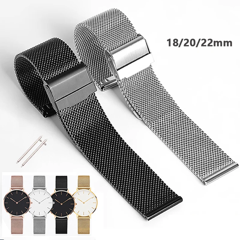 Milanese Strap 18mm 20mm 22mm Universal Mesh for DW Stainless Steel Metal Smart Watch Band Bracelet Accessories for Seiko Tools