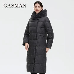 GASMAN 2022 Women's Winter Jacket Long Faux fur sheep curl Designer Female Coat Windproof Hat Big pocket Women's jacket 81716