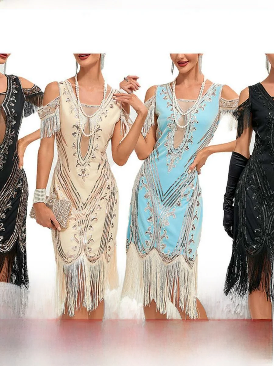 

Evening Dr Sequin Embroidery Tassel Skirt Cotail Par Large Size Bright Sparkle Netting Gown ort Skirt Bustle