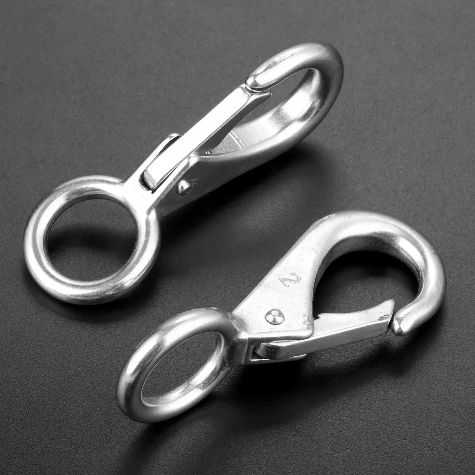 2 Pcs Marine Grade 316 Stainless Steel Rigid Loaded Fixed Eye Spring Clip Snap Hook Carabiner Marine Boats Hardware Accessories