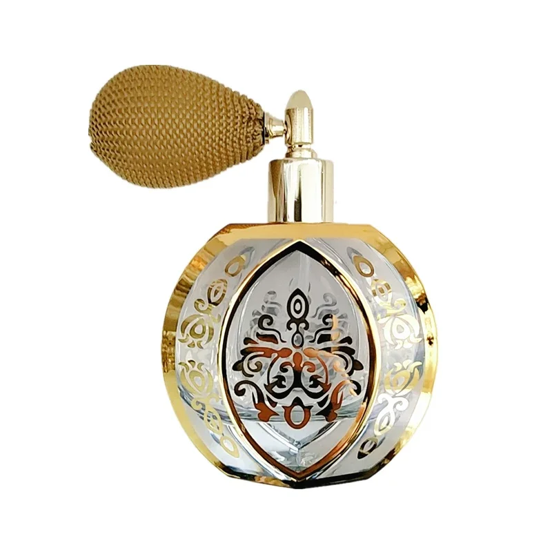 

French Retro Gold-Plated Perfume Bottle Airbag Spray Perfume Bottle Light Luxury Exquisite Princess Home Ornaments