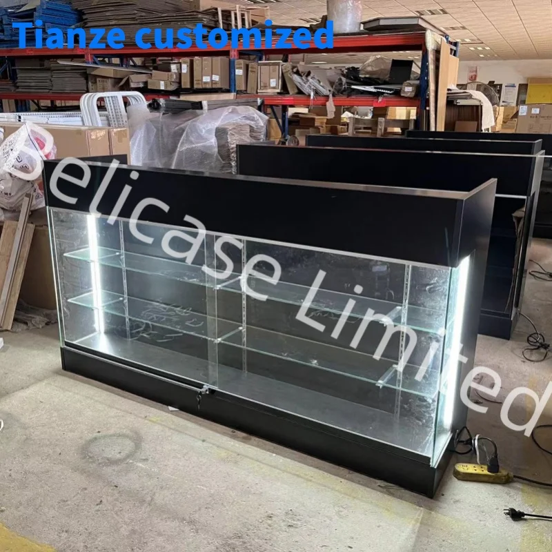 

（customized）Commercial Retail Store Supermarket Checkout Counter With Showcase Cashier Counter Glass Display Cabinet