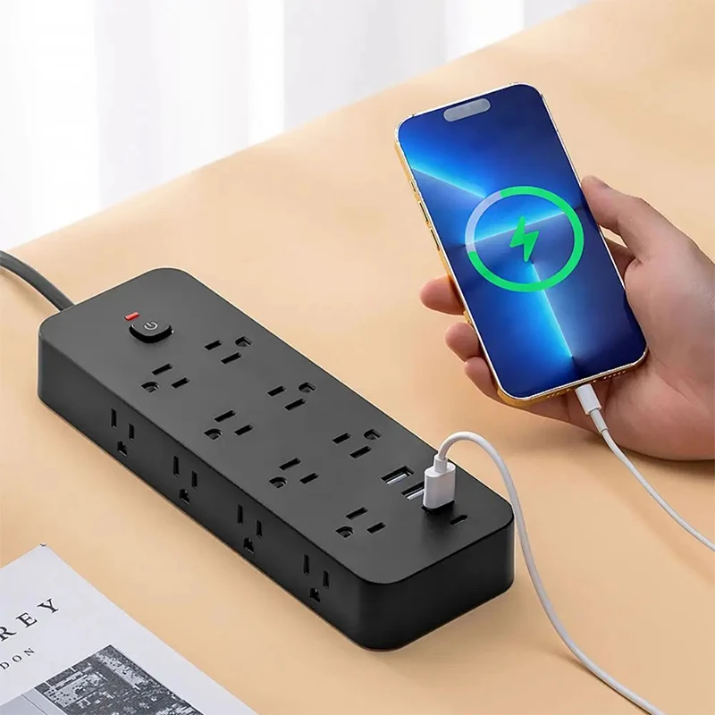 18Ports Power Strip 14AC Outlets Electrical Socket Extension Cord US Plug USB TypeC Charger Fast Charging Network Filter Adapter