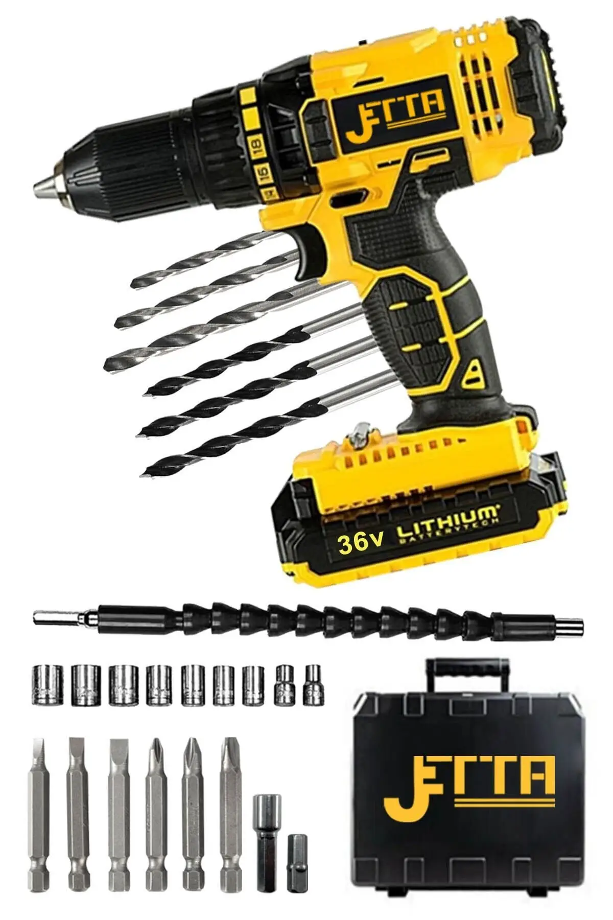 36v 5ah Li Sjs Double Metal Gearbox Double Cordless Cordless Drill 24 Piece Set useful long life safe delivery